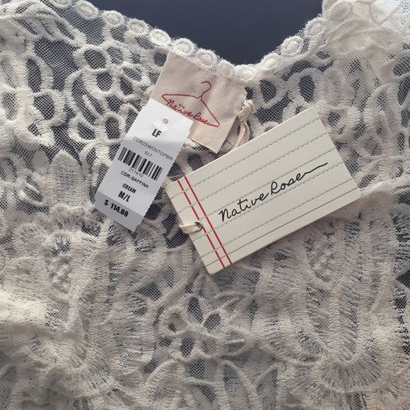 LF Native Rose Cream Sheer Lace Boho Tank Top M/L NWT - Picture 2 of 5